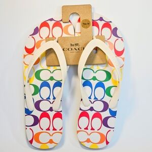 🆕️COACH SIGNATURE RAINBOW FLIP FLOPS | Size 10